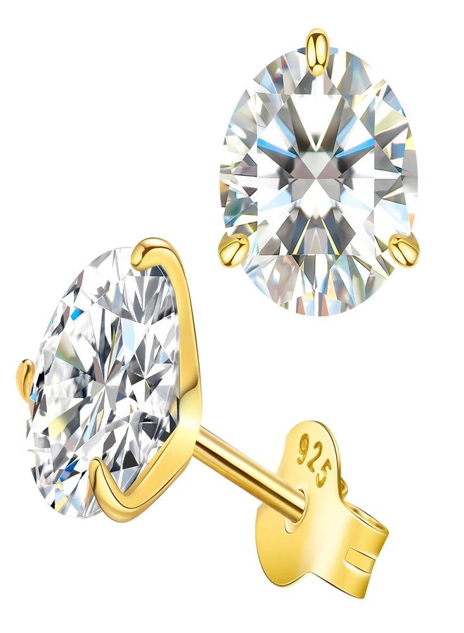 Saintda أقراط مرصعة بحجر المويسانايت للنساء، أقراط مرصعة بألماس صناعي من الفضة الإسترليني عيار 925 مطلية بالذهب، هدية مجوهرات للنساء والرجال - Image 1